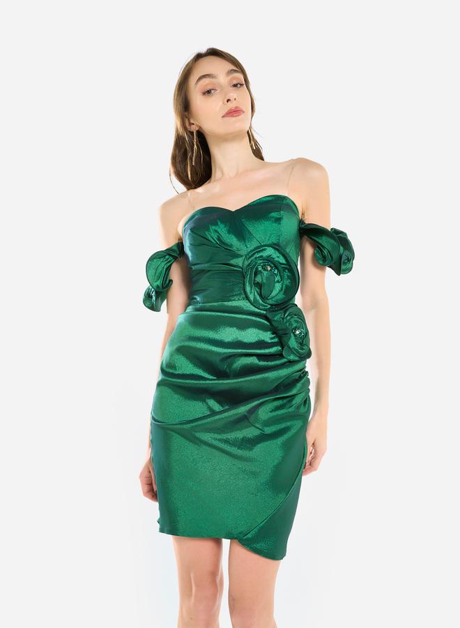 House of Moda Women Rosette Detail Satin Mini Dress - Image 4